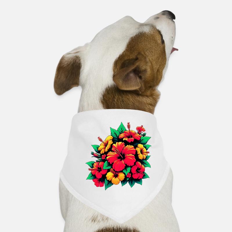 Hibiskusblüten - Hunde-Bandana - Weiß