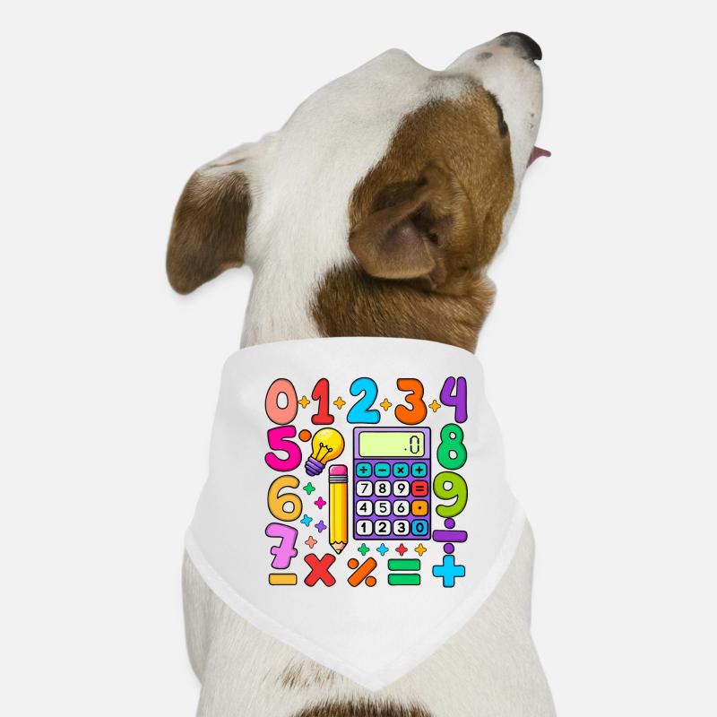 Number Day Maths Colourful Math Educational Design - Dog Bandana - white
