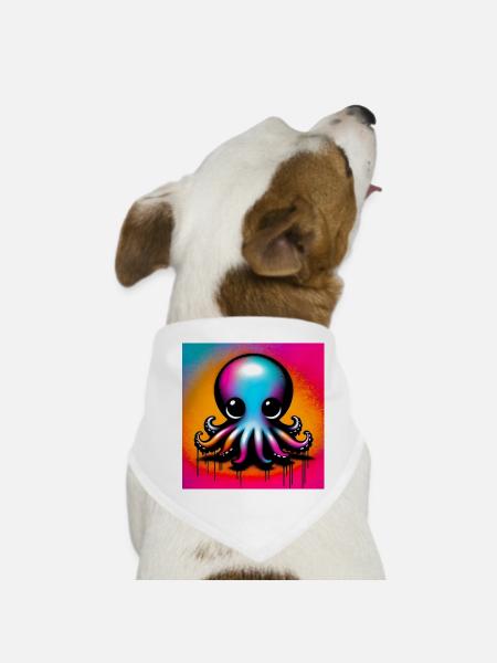 Krake - Hunde-Bandana - Weiß - Vorne