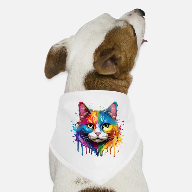 Portrait à l’aquarelle de chat arc-en-ciel Bandana pour chien