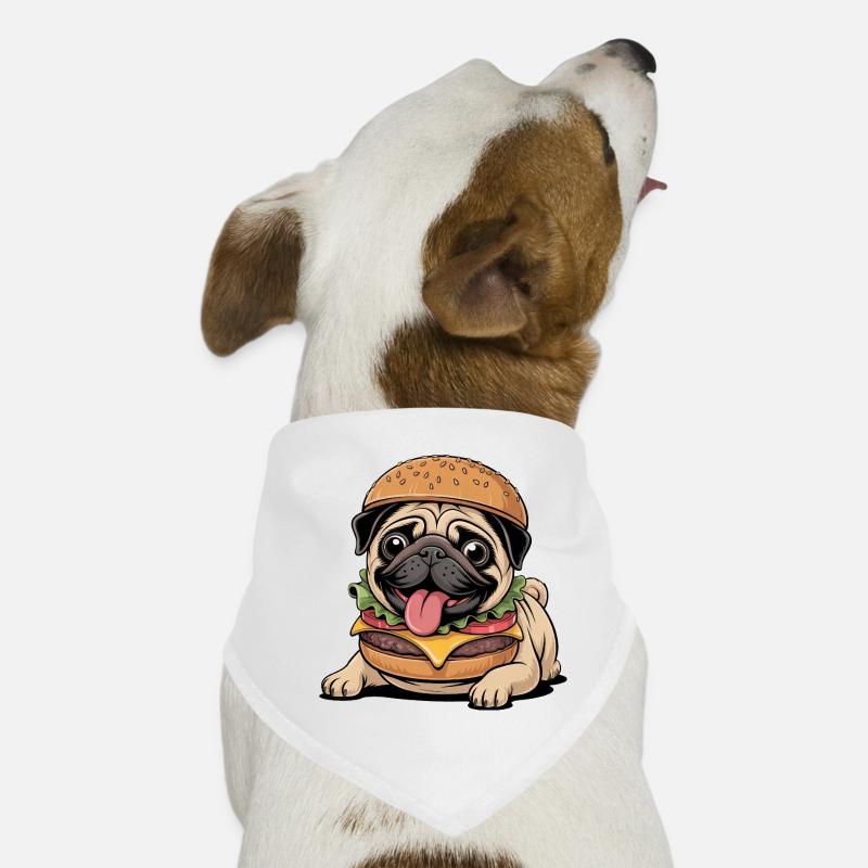 Funny Pug as Halloween Monster Cheeseburger Dog Bandana