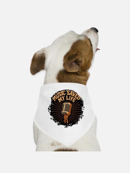 T-shirt de musique rétro vintage - Bandana pour chien - blanc - Devant