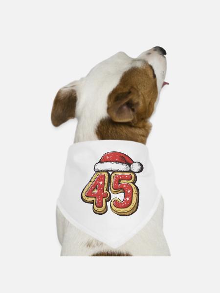 45 Number Cookie Christmas - Dog Bandana - white - Front