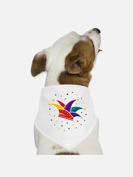 Casquette de fou avec confettis – Carnaval & Carnaval - Bandana pour chien - blanc - Devant