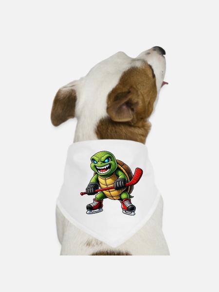 Aggressive Schildkröte Eishockey Spieler Horror - Hunde-Bandana - Weiß - Vorne