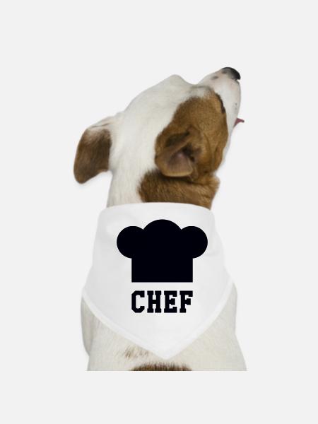 Chef Toque - Kitchen - Cook - Dog Bandana - white - Front