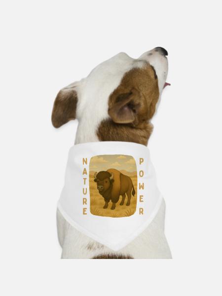 Bison auf der Steppe - Hunde-Bandana - Weiß - Vorne