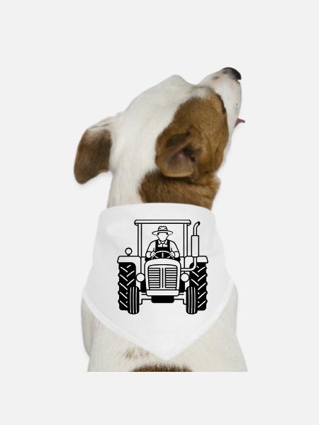 Traktor - Hunde-Bandana - Weiß - Vorne