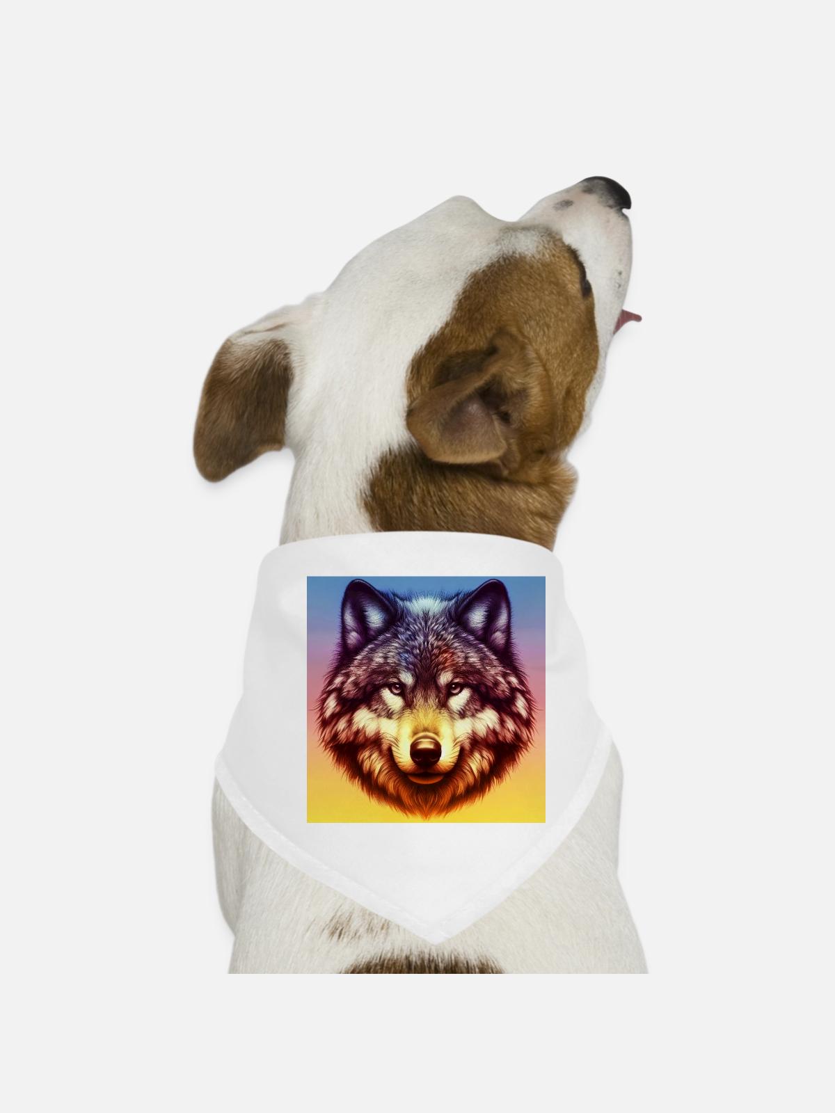 Wolf - Hunde-Bandana - Weiß - Vorne