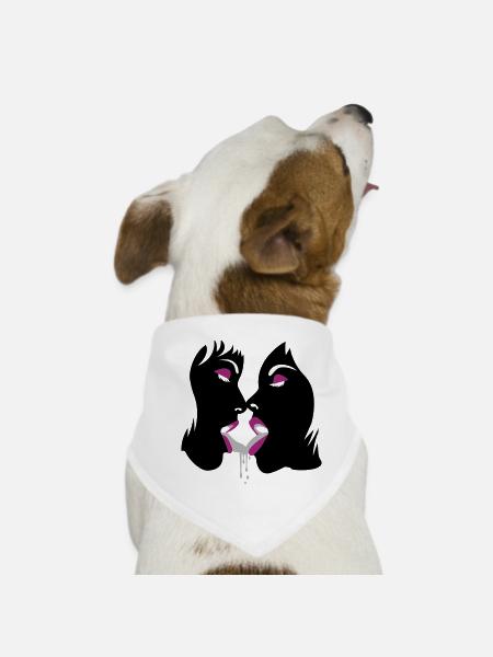 fluffy girls - Dog Bandana - white - Front
