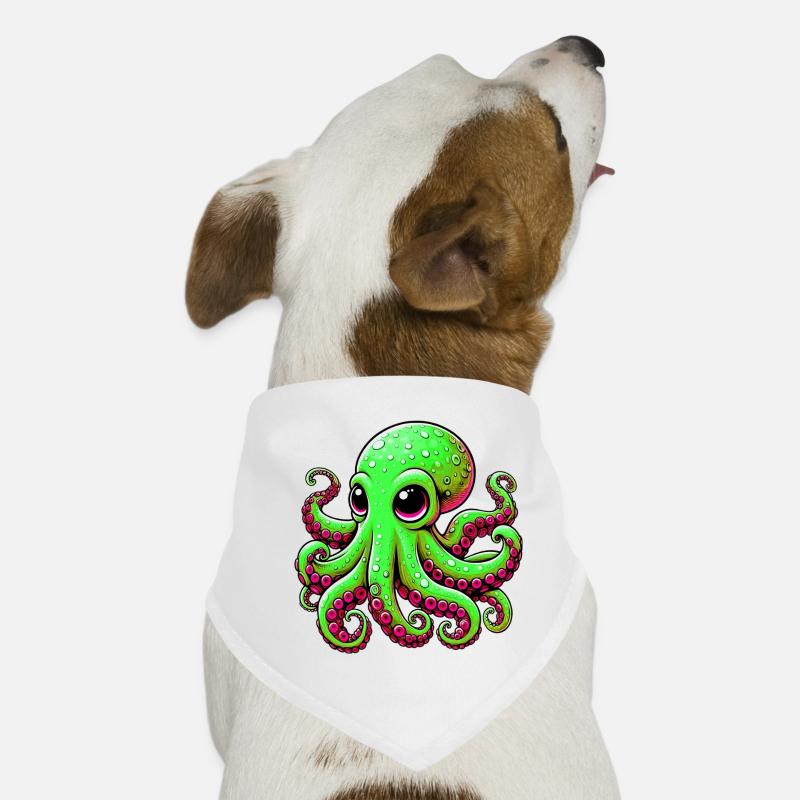 Krake - Hunde-Bandana - Weiß
