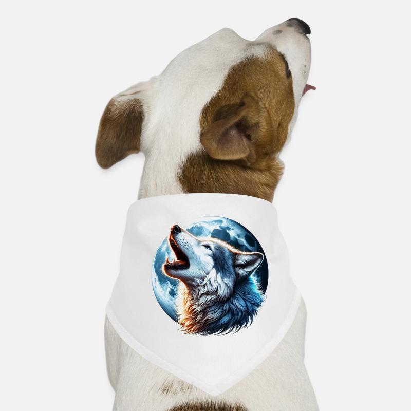 Wolf howls at the full moon Dog Bandana