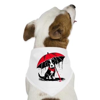 Hund mit Regenschirm - Sauwetter - Hunde-Bandana - Weiß - Vorne