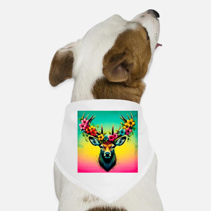 Hirsch - Hunde-Bandana - Weiß