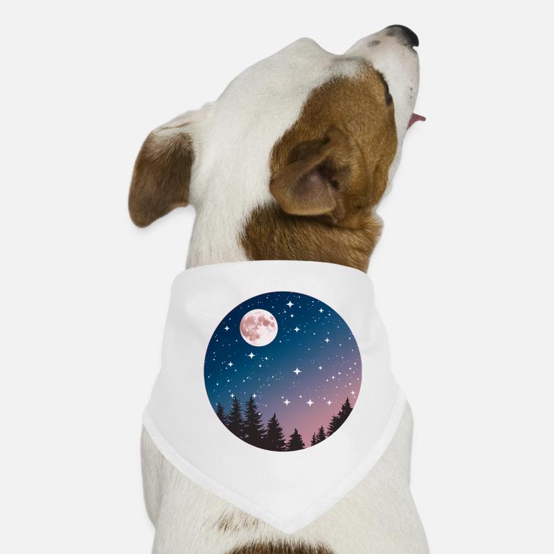Moonlit Night Sky Tree Silhouette Dog Bandana