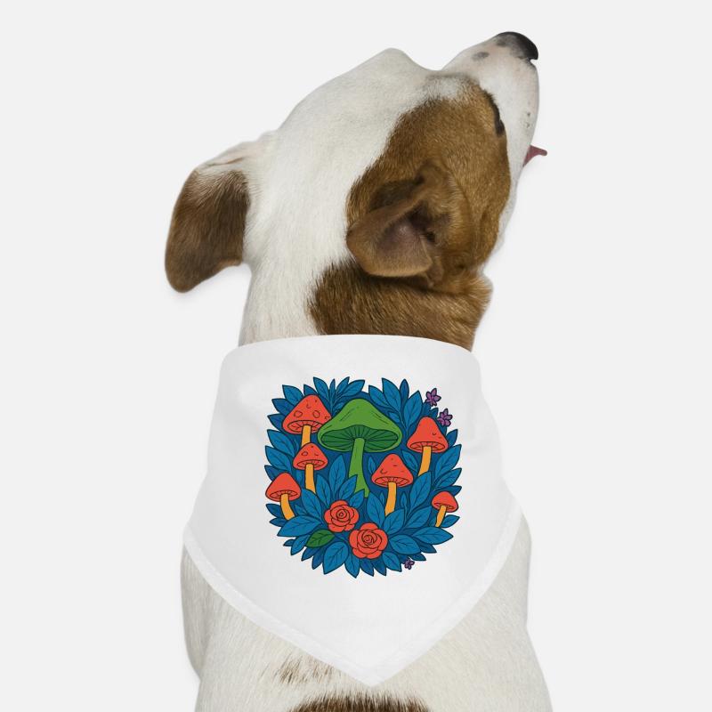 Cercle de champignons de feuilles et de roses Bandana pour chien