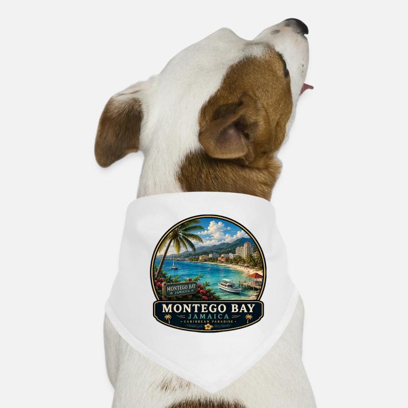 Montego Bay Jamaica Vacances Caraïbes Beach Palms Bandana pour chien