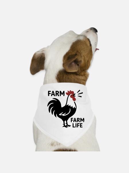 Rooster Farm Life Logo - Dog Bandana - white - Front