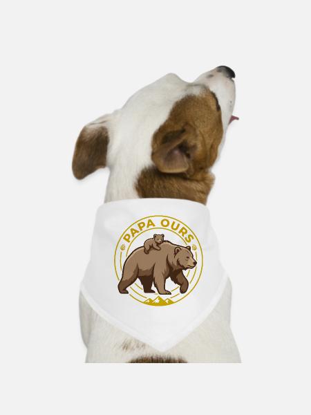 Papa Ours et Ourson Badge Nature Fête des Pères - Bandana pour chien - blanc - Devant