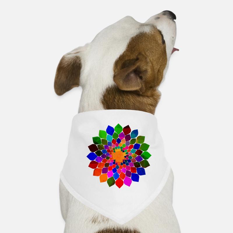 Fleur de fleurs de mandala colorées - Bandana pour chien - blanc