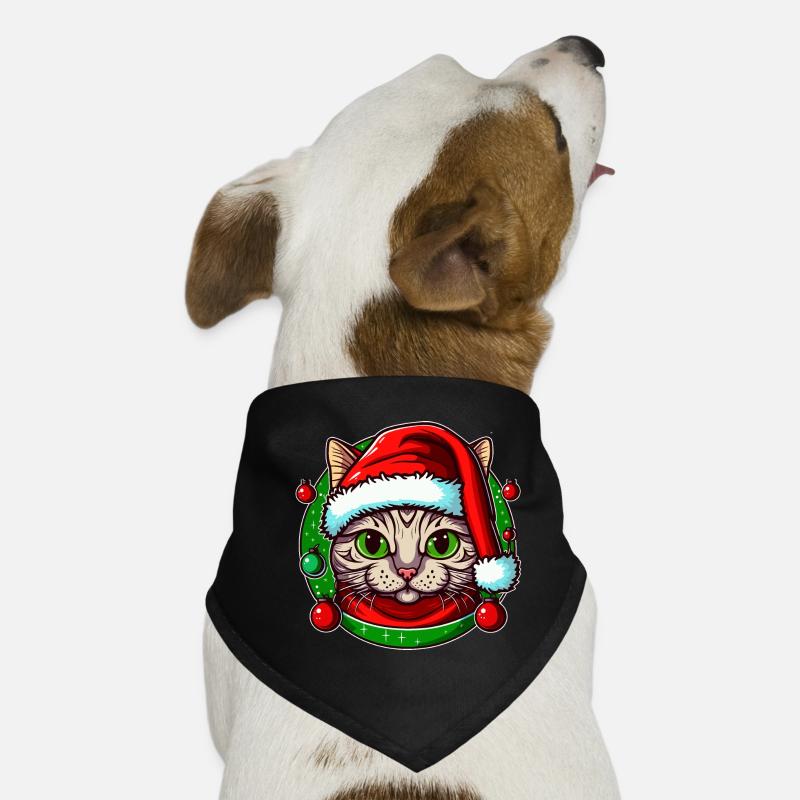 Adorable cat wearing Santa hat Dog Bandana