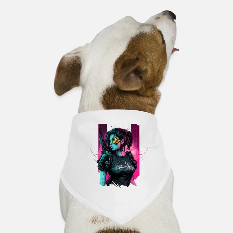Atemberaubende digitale Illustration eines Punk-Mädchens Hunde-Bandana