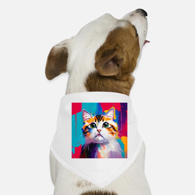 Style de peinture à l’huile Conception de portrait de chat domestique Bandana pour chien