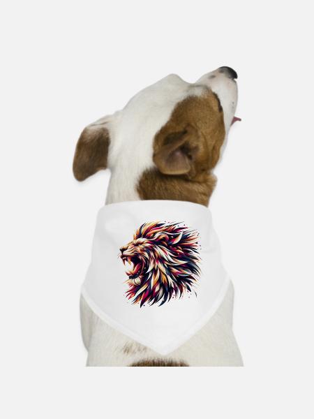 Löwe brüllt geometrisch Geschenk - Hunde-Bandana - Weiß - Vorne