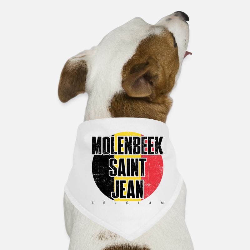 Bold Block Typography with Red Circle Dog Bandana