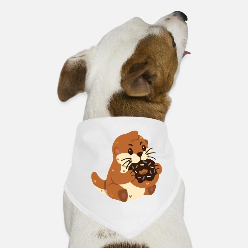 Otter mit Donut - Hunde-Bandana - Weiß