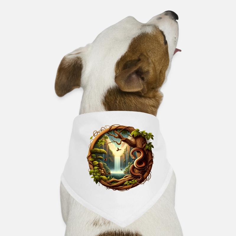 Schlange vor Wasserfall 1 - Hunde-Bandana - Weiß