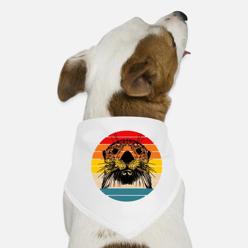 Vintage coucher de soleil loutre de mer rétro 2 Bandana pour chien