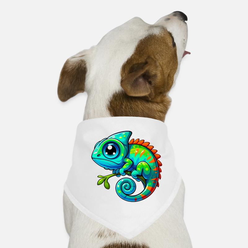 Chamäleon - Hunde-Bandana - Weiß
