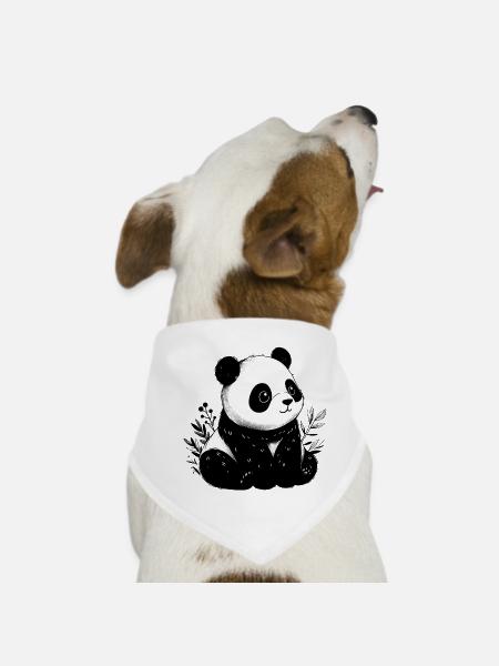 Panda - Hunde-Bandana - Weiß - Vorne