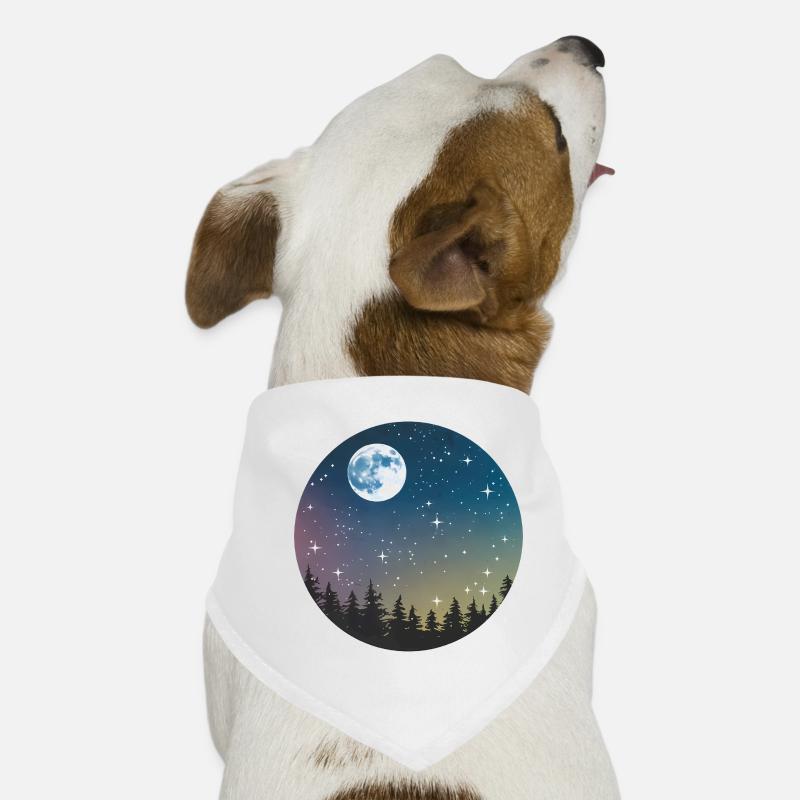 Himmlisches Nachtwaldmuster - Hunde-Bandana - Weiß