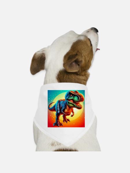 Dinosaurier - Hunde-Bandana - Weiß - Vorne