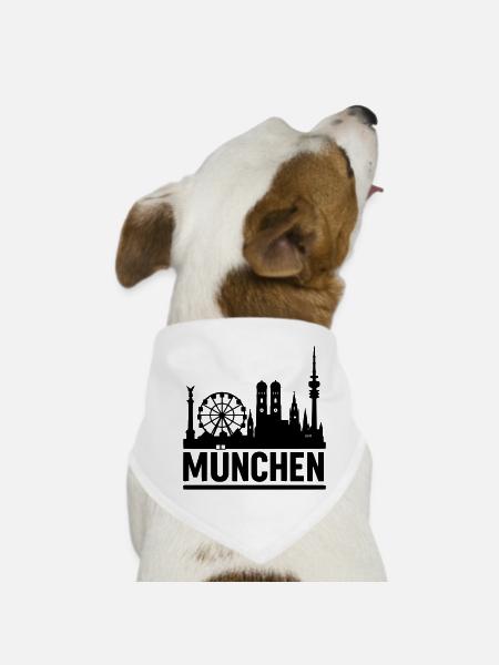 München Munich Silhouette Skyline - Hunde-Bandana - Weiß - Vorne