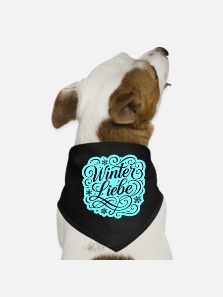 Winter Liebe Herz Winterlich - Hunde-Bandana - Schwarz - Vorne