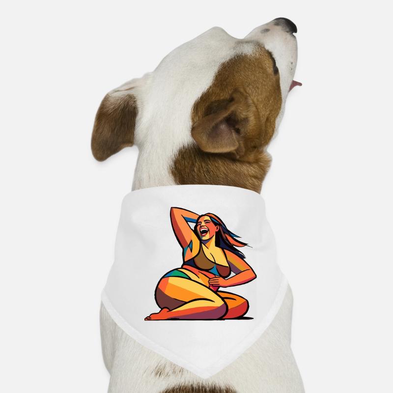 Smiling beach silhouette in bright colors Dog Bandana