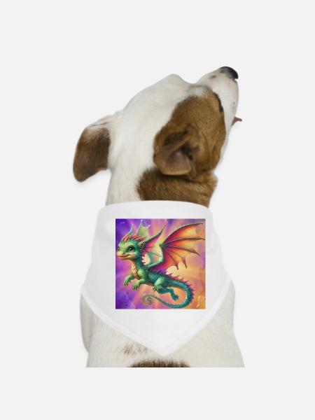 dragon - Dog Bandana - white - Front