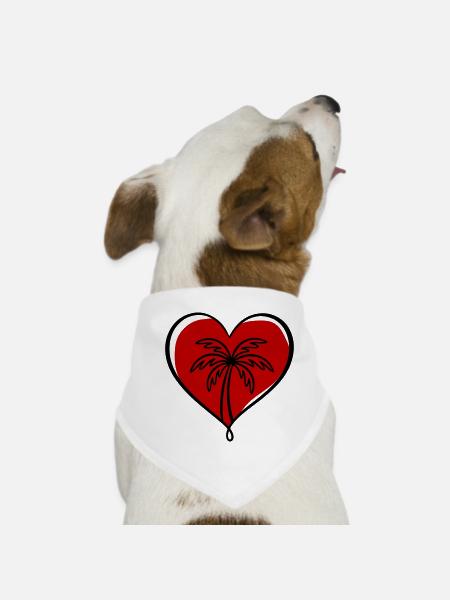 Palme Herz Liebe - Hunde-Bandana - Weiß - Vorne