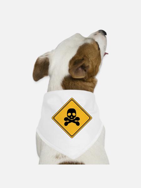 Gefahren-Warnschild # - Hunde-Bandana - Weiß - Vorne