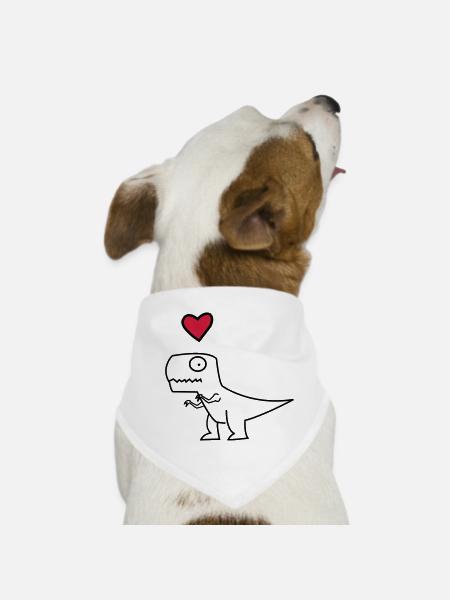 Dino Herz auf Schwarz - Hunde-Bandana - Weiß - Vorne