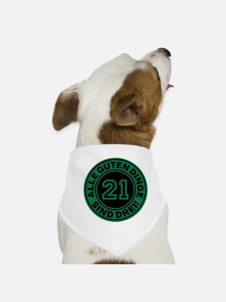 Trisomie 21 | Alle guten Dinge sind drei - Hunde-Bandana - Weiß - Vorne