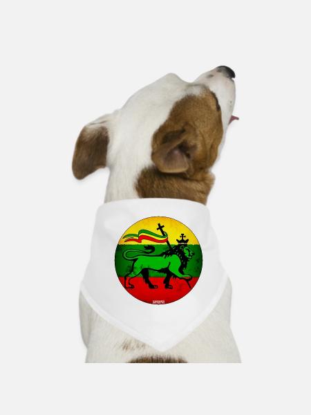 Lion Judah Reggae Flag - Dog Bandana - white - Front