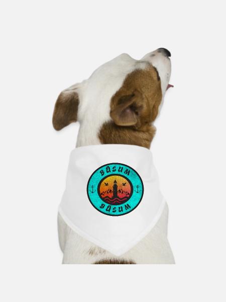 Büsum Leuchtturm Design / Geschenkidee - Hunde-Bandana - Weiß - Vorne