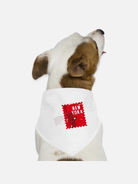 New York USA Reise Souvenir Stempel Abzeichen Aufkleber - Hunde-Bandana - Weiß - Vorne