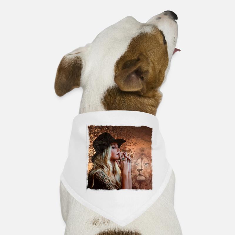 Löwe Traum romantisch - Hunde-Bandana - Weiß