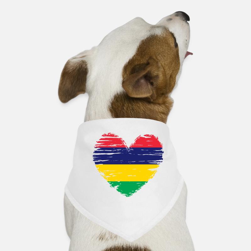 Maurice coeur drapeau drapeau drapeau blason - Bandana pour chien - blanc