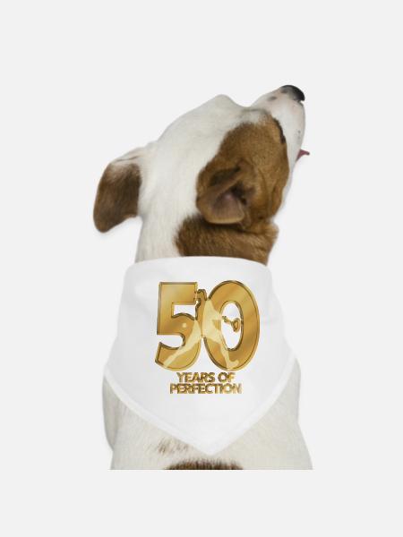 50 years - Dog Bandana - white - Front